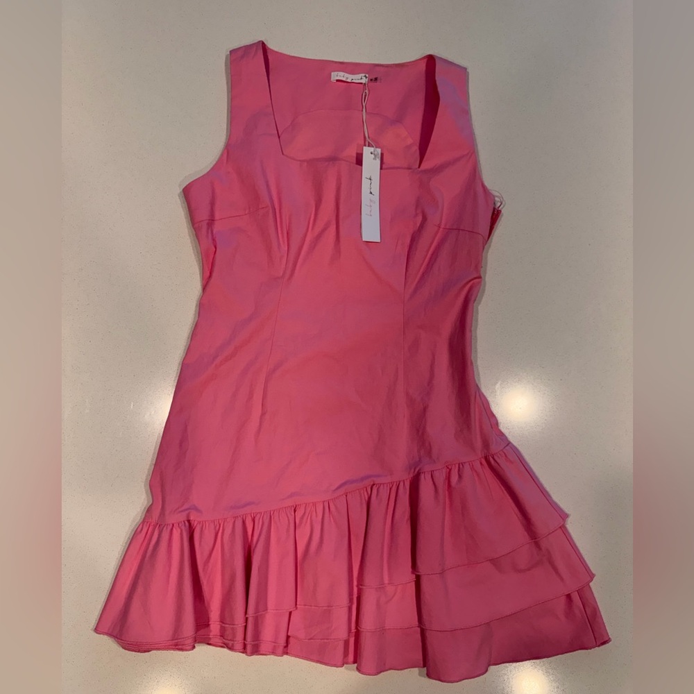 Baby Pink// Pink Sleeveless Ruffle-Hem Mini Dress NWT